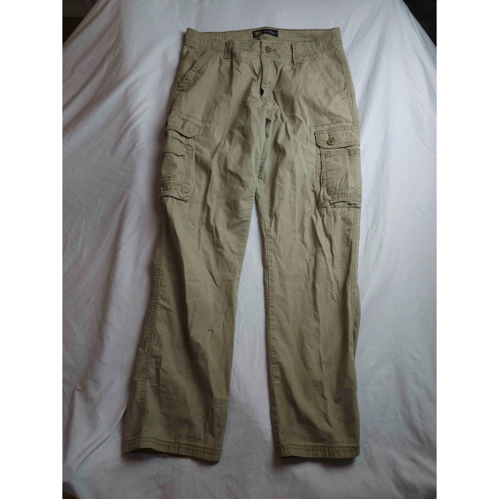 Lee Pants Mens Size 32X32 Brown Cargo Pockets Straight Leg Outdoor Utility Khaki